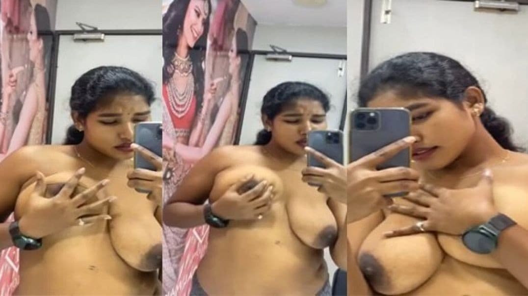 Horny Girl Pressing And Playing With Her Boobs