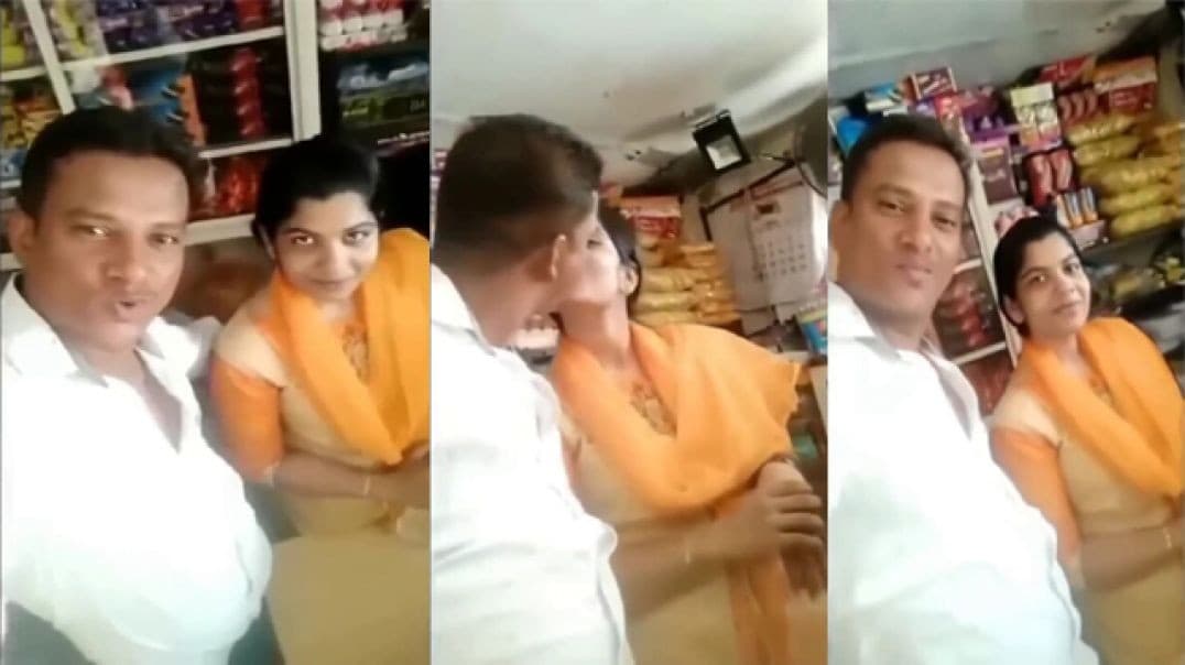 Famous Shopkeeper Having a Secret Affair with Hot Bhabhi, Smooching Hard