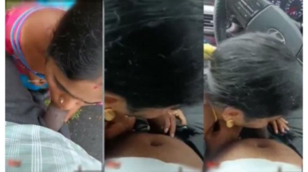 Chennai Dusky Aunty Giving Blowjob to Her Secret Lover in Car