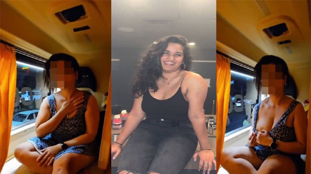 Running Bus Wife Showing Her Assets To Outsiders On