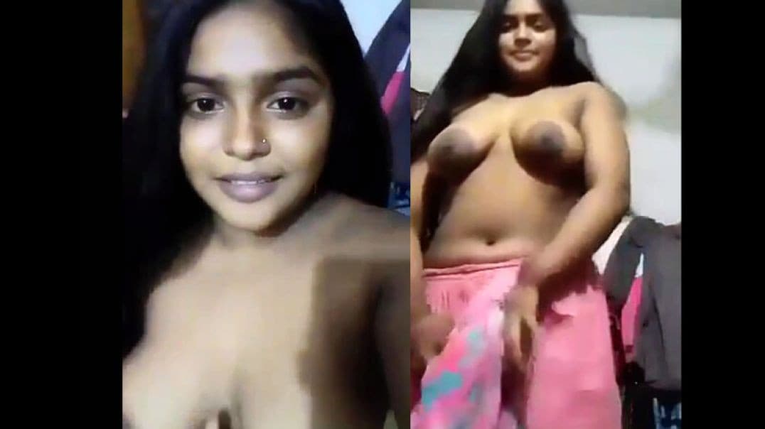 Beautiful Dusky Shy Teen Girl Strips Off Her Clothes to Reveal Big Boobs